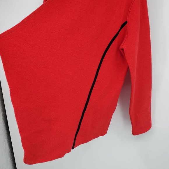 Chico's Trimmed Traci Red and Black Wool Cardigan Sweater Size Large - Picture 8 of 11